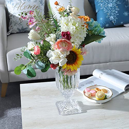 Joeyan 13" Glass Urn Vase,Tall Centerpiece with Ripple Diamond Pattern