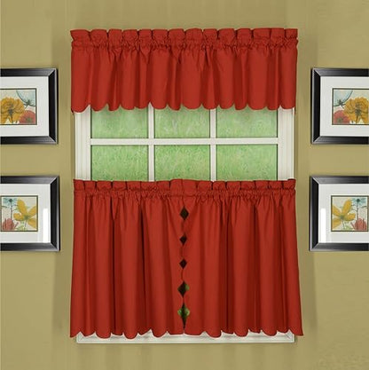 Today's Curtain, Orleans Scallop Curtain, Brick Red Valance, 60" W x 12" L, Brick Red - color: Brick Red, size: 60"W x 12"L (Pack of 1)