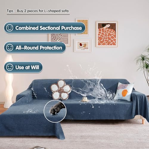 STACYPIK Waterproof Couch Covers for Sofa Non Slip Dogs Sofa Cover Washable - color: A-waterproof-navy Blue, size: Large Size(71" X118")