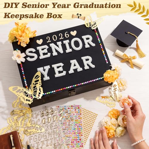 Yousoontic 2027 Senior Memory Keepsake Box and DIY Accessories,Black - color: Black