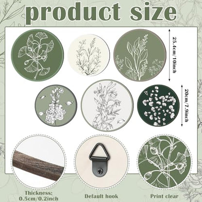 Barydat 6 Pcs Boho Wooden Plant Wall Art Decor,Greenery,8 Inch, 10 Inch - color: Greenery