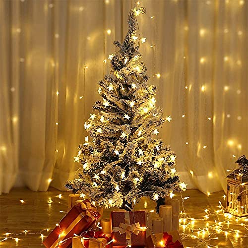 ANJAYLIA 100 LED 32FT Battery Operated Star Lights & Remote, Warm White - color: Warm White 33 FT