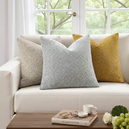 decorUhome Textured Grey Chenille Throw Pillow Covers 24x24 Set of 2 - color: Grey, size: 24" x 24" (Pack of 2)