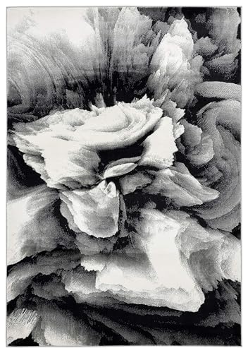 Abani Arto Collection ART170A Contemporary 3D Geometric Area Rug - color: Black, White, size: 8'11" x 12'