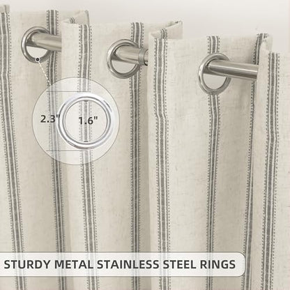 DriftAway Farmhouse Linen Stripe Blackout Curtains, W52xL54, Gray - color: G Gray Stripe, size: 52"W x 54"L (Pack of 2)