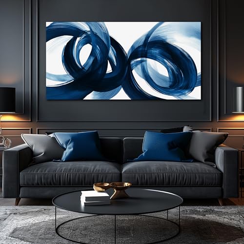 MXUNYZ Blue Abstract Art Wall Decor Minimalist Print Canvas Wall Art - color: Blue, size: 48"L x 24"W