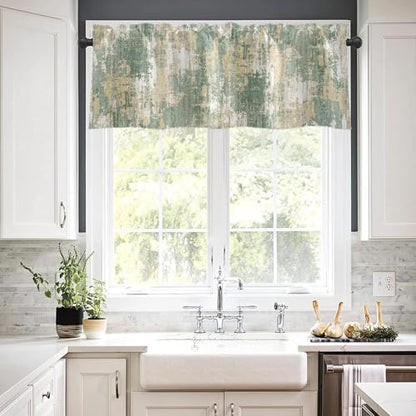 Emvency Valances for Windows, 2 Pack, 52x18 Inch, Rustic Farmhouse - color: Abstract Green, size: 52"W x 18"L (Pack of 2)