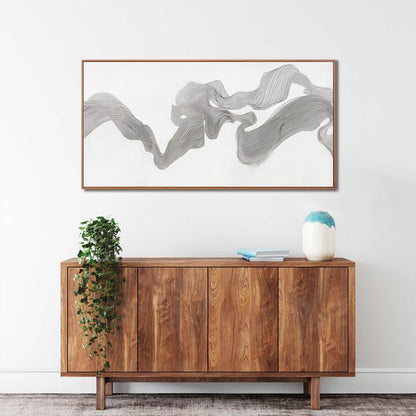 Framed White Modern Abstract Wall Art For Living Room Prints 20" X 40" - color: White Silver, size: 40"L x 20"W