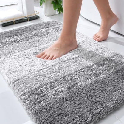 OLANLY Small Bathroom Rugs 24x16, Extra Soft Absorbent Microfiber Bath Rugs - color: Light Grey, size: 24" X 16"