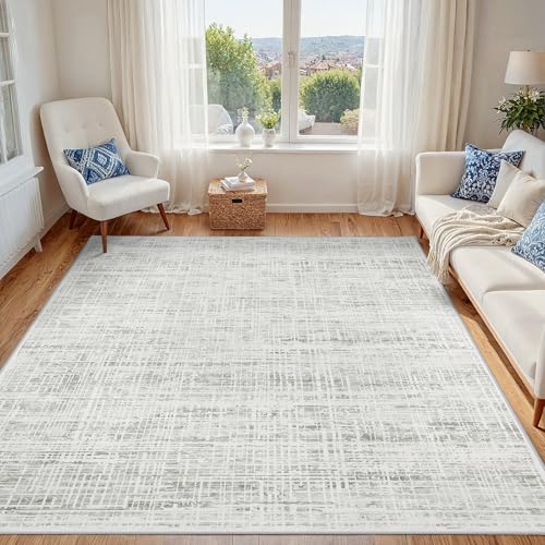 4x6 Washable Area Rug for Living Room Bedroom: Non-Slip Modern White Gray - color: White Gray, size: 4' x 6' (Rectangular)