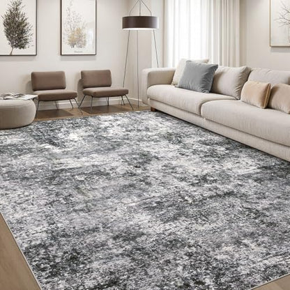 DMOYEST Area Rug Living Room Rugs 9x12 Washable Abstract Grey Carpet - color: Grey, size: 9' x 12' (Rectangular)