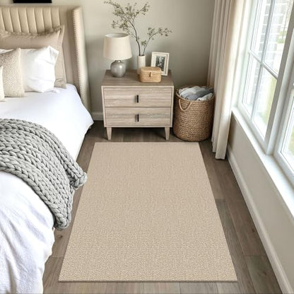 EARTHALL Washable Area Rug, Non Slip Entryway Rug, 4x5 Ft, Sand/Beige - color: Sand/Beige, size: 4' x 5' (Rectangular)
