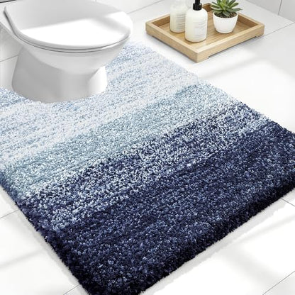 OLANLY Luxury Toilet Rugs U-Shaped 24x20, Soft Absorbent Microfiber Mat - color: Airy Blue, size: 24" X 20" Contour Rug