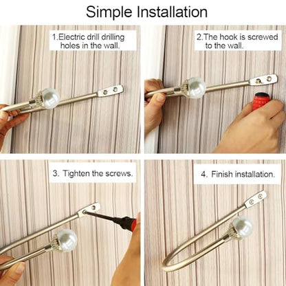COCIVIVRE 4 Pack Curtain Holdbacks Wall Mounted Curtain Tiebacks Hooks - color: Gold, size: 4 Pack