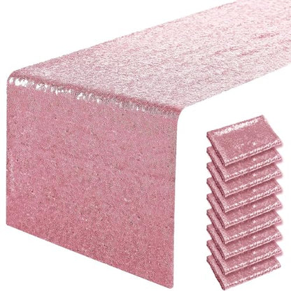 Pufogu 12 x 72 inches Light Pink Sequin Table Runner, 2 Packs - color: Light Pink