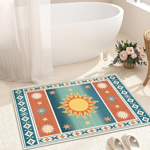 Sun Rug 2x3 for Entryway Boho Southwestern Machine Washable Rugs - color: Sun, size: 2' x 3' (Rectangular)