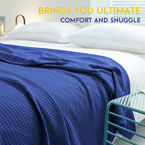 AmyHomie Cooling Waffle Blanket 66"x90", 100% Rayon Derived from Bamboo - color: Blue Violet, size: Twin (66"x90")