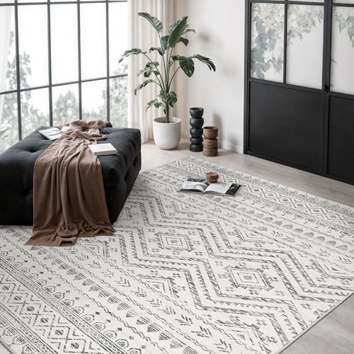 Miukiki 5x7 Washable Area Rug for Living Room, Soft Non Slip Rug Grey - color: Grey, size: 5' x 7' (Rectangular)