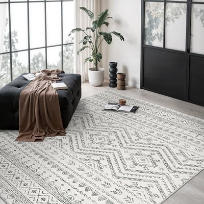 Miukiki 6x9 Area Rug Washable Non Slip Rug for Living Room Grey - color: Grey, size: 6' x 9' (Rectangular)