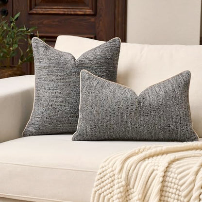 Yangest Chenille Pillow Cover 12 x 20 Inches, Thick Textured Rectangle Throw Pillow Cover Farmhouse Modern Soft Accent Couch Neutral Pillow Cover for Living Room Bedroom, Gray - color: Grey, size: 20" x 12" (Pack of 1)
