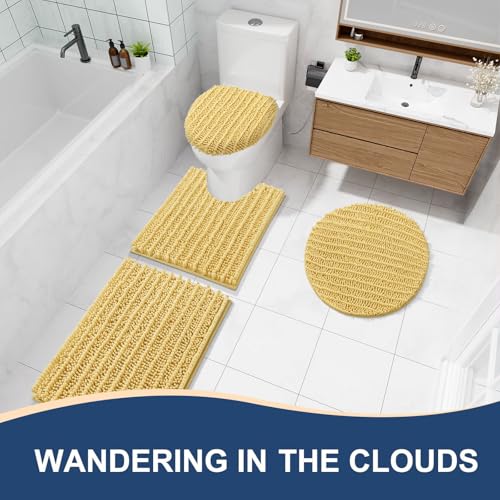 Arotive Bathroom Rugs Mat 40x24, Soft Absorbent Chenille Shaggy Bath Mat - color: Yellow, size: 40" X 24"