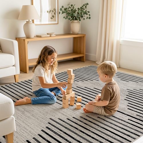 Rugshop Contemporary Abstract Area Rug for Living Room Cream 5' x 7' - size: 5' x 7' (Rectangular)