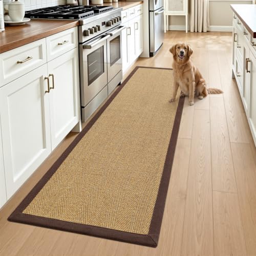 DEXI Jute Runner Rug 2'8''x10', Rug Runners for Hallways, Natural/Brown - color: Natural/Brown, size: 2'8" x 10' (Runner)