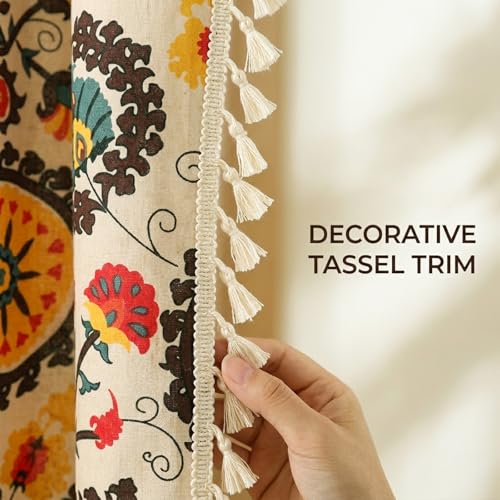 VOGOL Boho Mandala Print Curtains, Linen Textured Fabric, 59 x 94, 1 Panel - color: *Boho Red, size: 59"W x 94"L (Pack of 1)