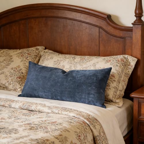 Slow Cow Chenille Lumbar Throw Pillow Cover 12 x 24 Inches Navy Blue - color: D-chenille Navy Blue, size: 24" x 12" (Pack of 1)