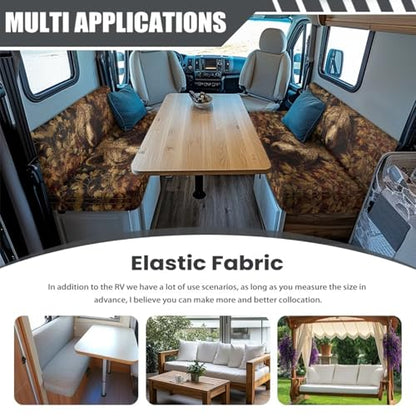 Bear Camo 2 Pack RV Dinette Cushion Covers Stretch American Flag Camper Cushion Slipcover Non-Slip RV Couch Cover Sofa Slipover for Travel Trailer Couch - color: Bear Camo American Flag