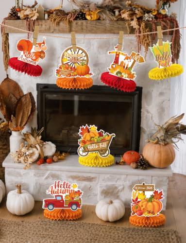 Fall Thanksgiving Table Decorations, Autumn Honeycomb Centerpieces - style: 9 PCS Fall