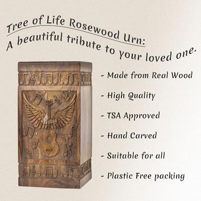 Guitar Wings Keepsake Urns for Human Ashes, Set of 4, Rosewood - color: Rosewood, size: Keepsake Set of 4 (20 Cu In Each)