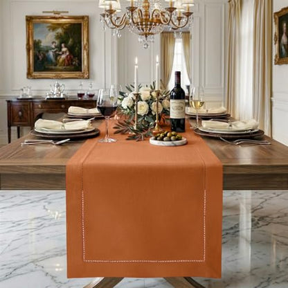 Signature Linen™ by D'Moksha, 100% Pure Linen Rust Table Runner 14 x 72 in - color: Rust, size: 14 X 72 Inch