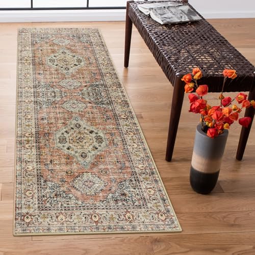 Lahome Oriental Washable Runners for Hallways, 2x5 Runner Rug Non Slip - color: Terracotta, size: 2' x 5' (Runner)