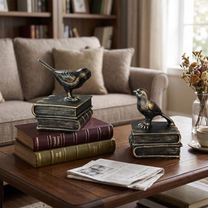 Dosker Bird Decorative Book Ends for Shelves (Retro Bronze)