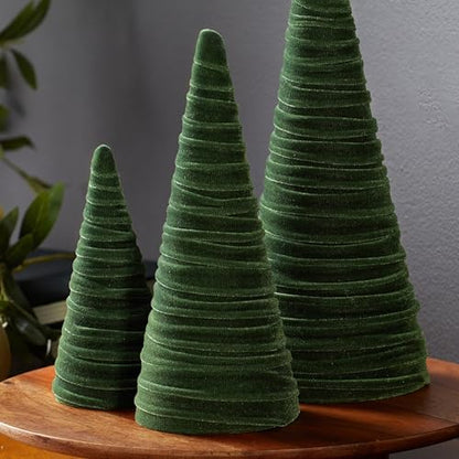 Your Heart's Content Olive Green Velvet Trees Set of 3 (Olive) - color: Olive