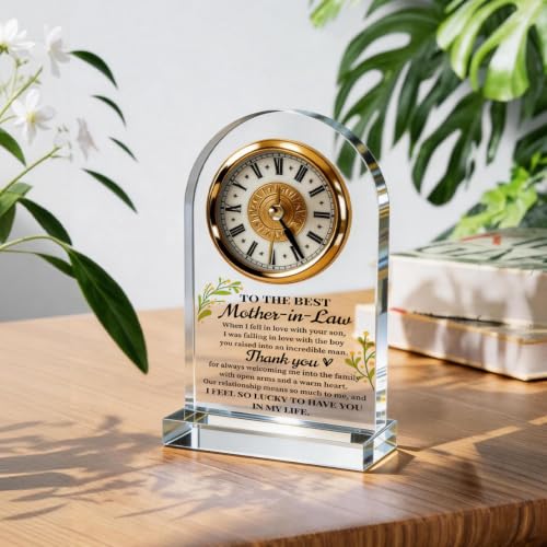 WKYAER Mother in Law Gifts Acrylic Desk Clock, for Mother in Law, Suitable Gifts for Mother-in-Law on Birthdays, Christmas, and Thanksgiving, 4.3 x 7.8 in - color: Gift 02