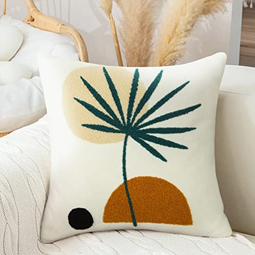 Merrycolor Boho Pillow Covers 20x20 Tufted Mid Century Modern Throw Pillow Covers Abstract Leaf Pillow Cover Bohemian Aesthetic Boho Pillows Decorative large Pillows for Couch Bed Sofa Living Room 1PC - color: Boho-b2, size: 20" x 20" (Pack of 1)