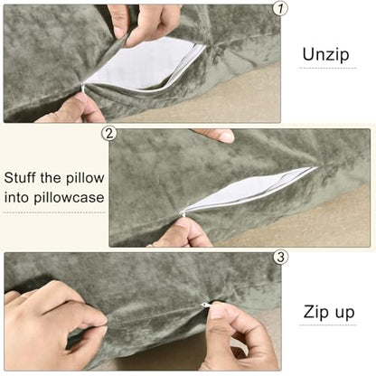 PHF Truly Velvet Zippered Body Pillowcase, No Insert, 1 Pack Ultra Soft Breathable Pillow Sham Cover with Zipper, 20"X 54" Long Luxury Cozy Warm Fuzzy Flannel Body Pillow Case, Smokey Olive - color: Smokey Olive, size: 54" x 20" (Pack of 1)