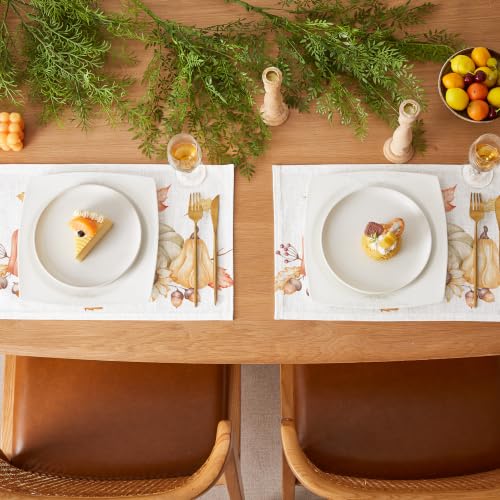 QIYI Fall Placemats Set of 4, 12"x18" Linen Place Mats, Pumpkin Harvest - color: Pumpkin Harvest, size: Set of 4