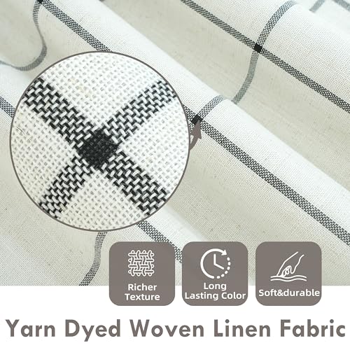 DriftAway 100% Blackout Windowpane Plaid Linen Curtains 45 Inches Black - color: Black, size: 52"W x 45"L (Pack of 2)