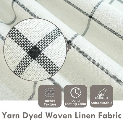 DriftAway 100% Blackout Windowpane Plaid Linen Curtains 54 Inches Black - color: Black, size: 52"W x 54"L (Pack of 2)
