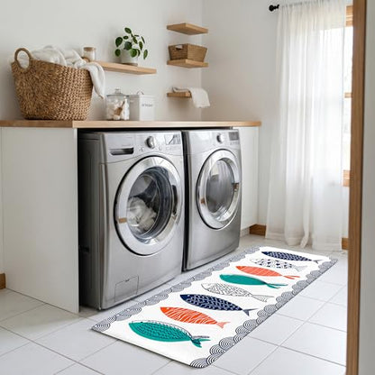 Kitchen Rugs for Floor 2 Pcs Memory Foam Padded Anti Fatigue Kitchen Mat - color: Fish-01