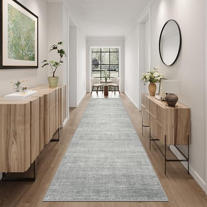 Washable Runner Rug Non Slip, 2'6"x16 Runners for Hallways, Grey - color: Stripe-grey, size: 2'6" x 16' (Runner)