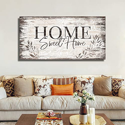 Home Sweet Home Wall Art Dark Brown Rustic Farmhouse Canvas Sign, 20"x40" - color: Home Sweet Home, size: 40"L x 20"W
