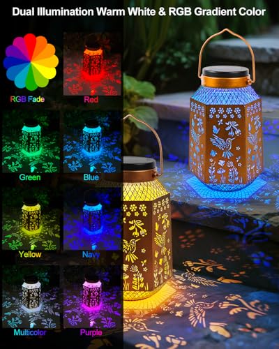 Hummingbird Lantern Solar Outdoor, Large Solar Lanterns Outdoor Waterproof - size: Hummingbird Lanterns