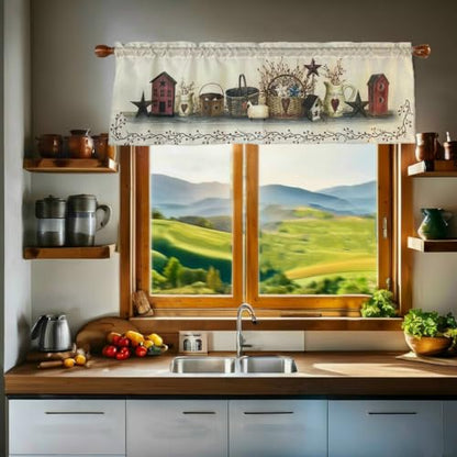 Rustic Country Hearts and Stars Rod Pocket Valance 58 x 18 Inches - color: Country Star, size: 58"W x 18"L (Pack of 1)
