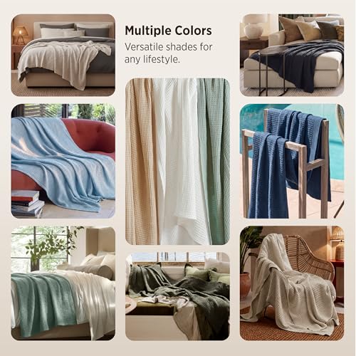 Bedsure 100% Cotton Throw Blanket for Couch, Waffle Weave, White, 50"x70" - color: 01 White, size: Throw XL (50" X 70")