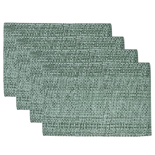 Sweet Home Collection 100% Cotton Placemats for Dining Room Rectangle Two Tone Woven Fabric 13" x 19" Soft Durable Table Mat Set, Set of 4, Light Green - color: Light Green, size: Rectangle 13" x 19"