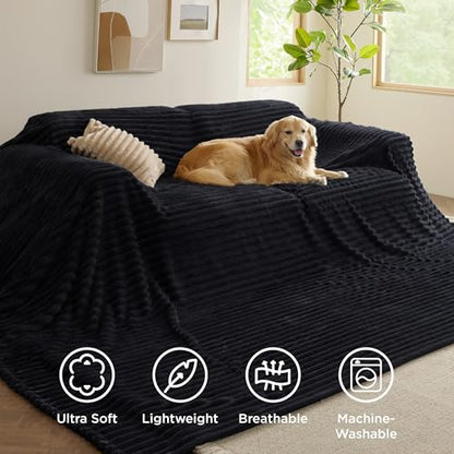Bedsure Extra Soft Large Fleece Blanket for Bed Black 120"x120" - color: Black, size: Large